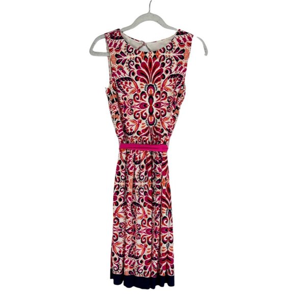 Eliza J Size 4 Floral Print Belt Fit & Flare Dress - Picture 1 of 7